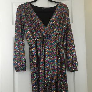 Sequined multi colored  wrap dress!